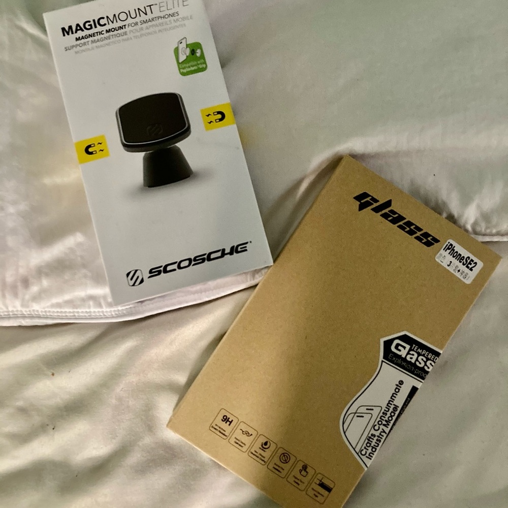 Phone Dash Mount + Glass Screen Protector Bundle